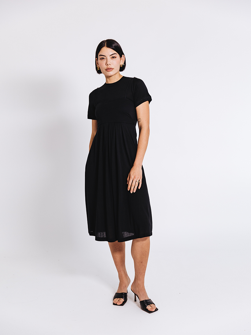 woman modelling Lightweight T-Shirt in black