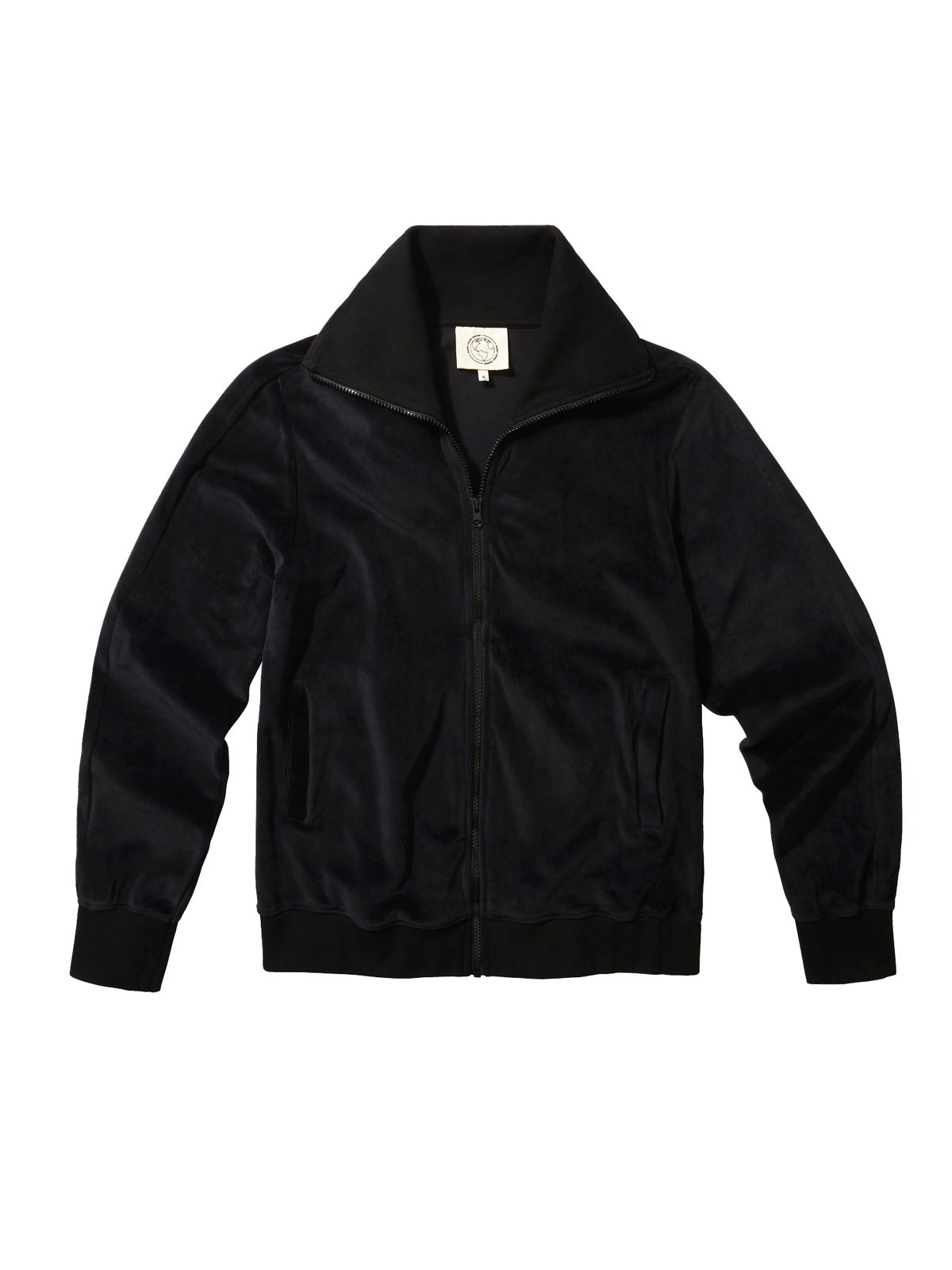 Organic Velour Zip Jumper in black