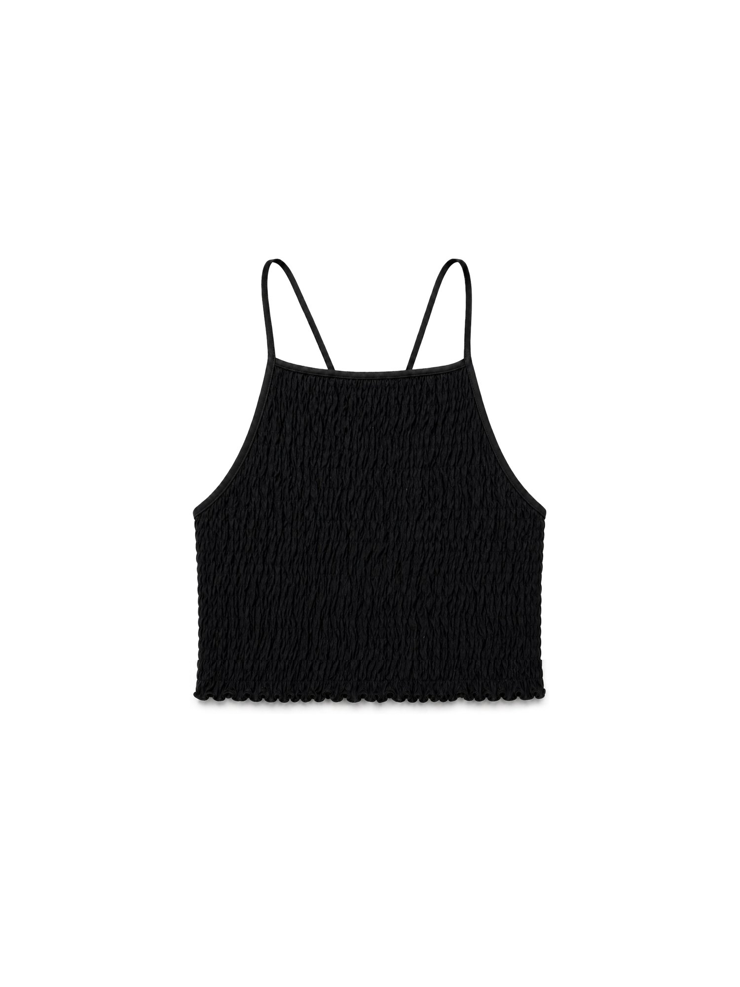 Modal Smocked Top in black, front view