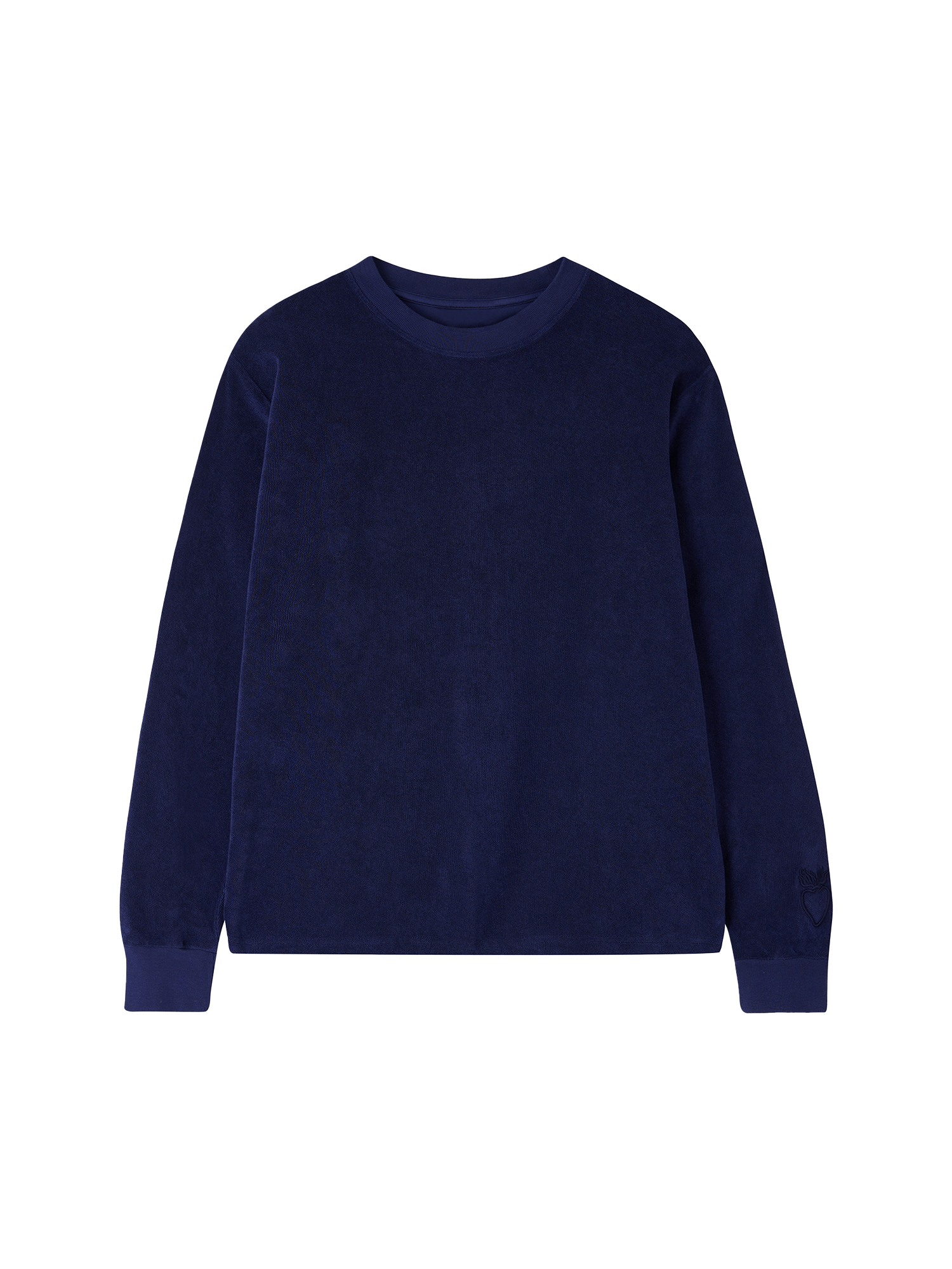 Organic Terry Long-sleeve in deep ocean blue