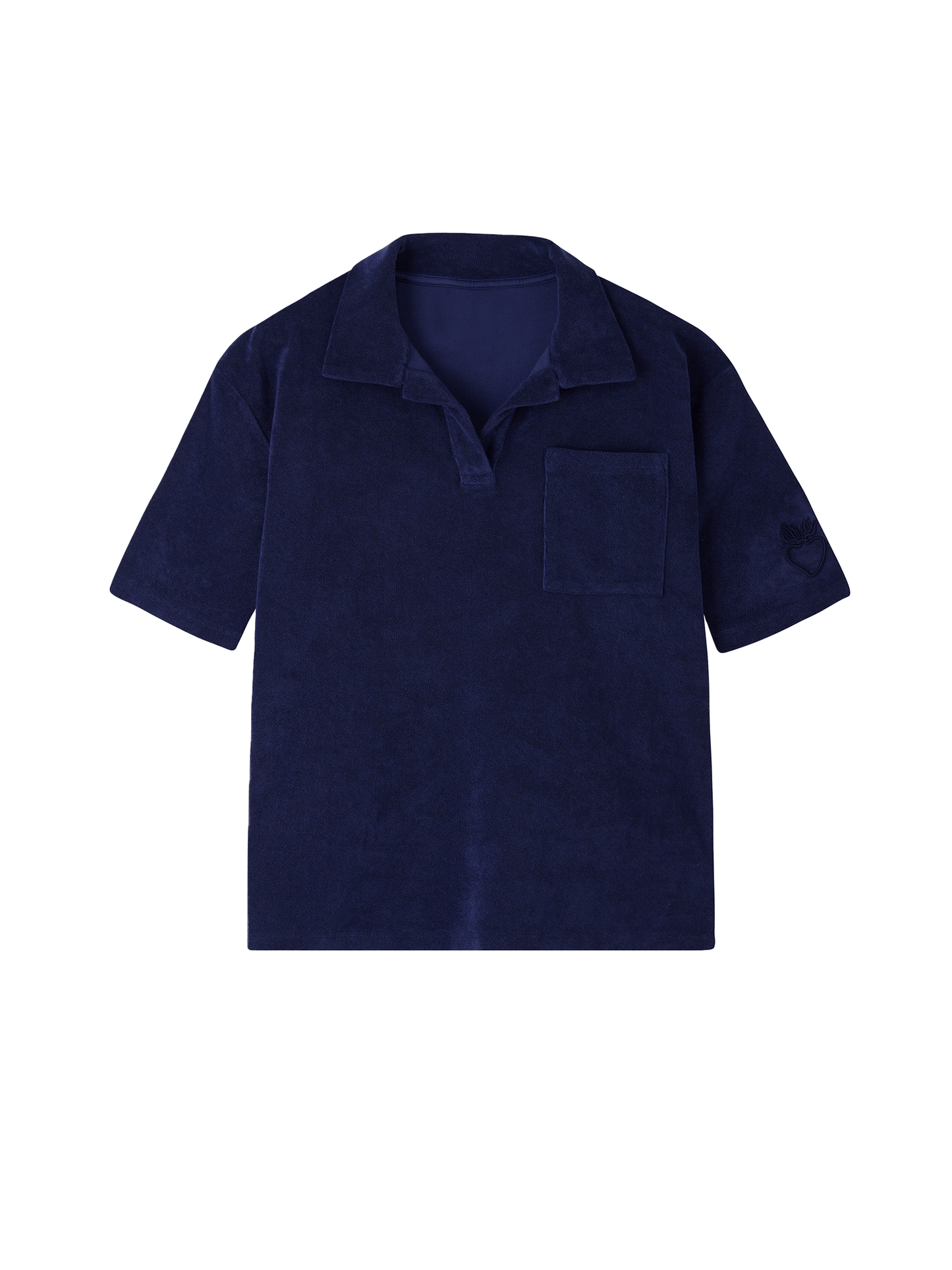 Organic Terry Polo in Deep Ocean Blue