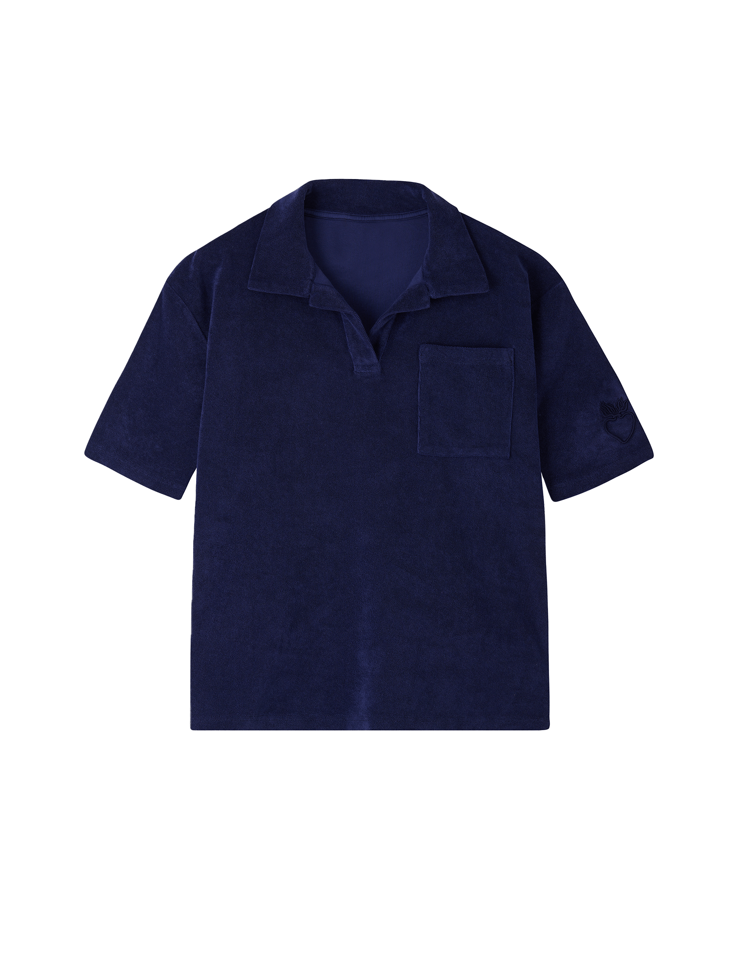 Organic Terry Polo in Deep Ocean Blue