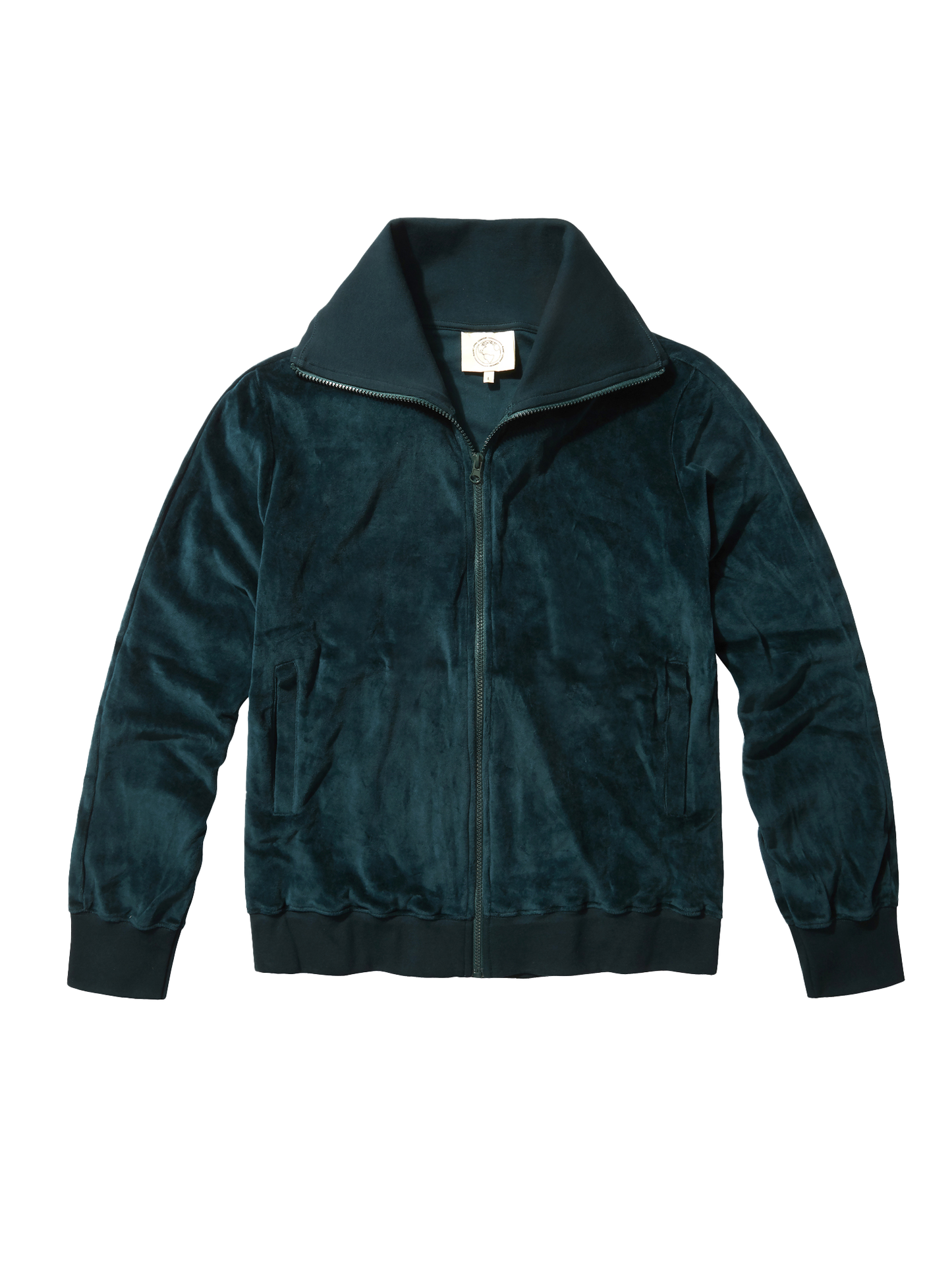 Organic Velour Zip Jumper in green