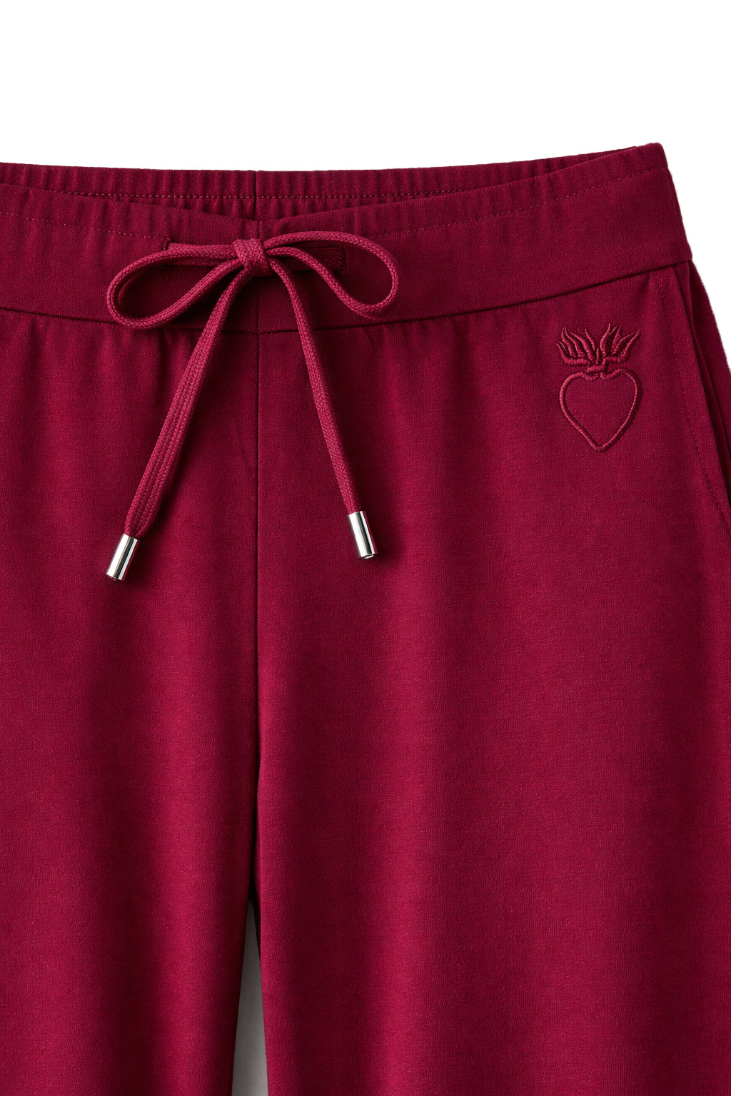 Modal Trousers in berry, close up front view