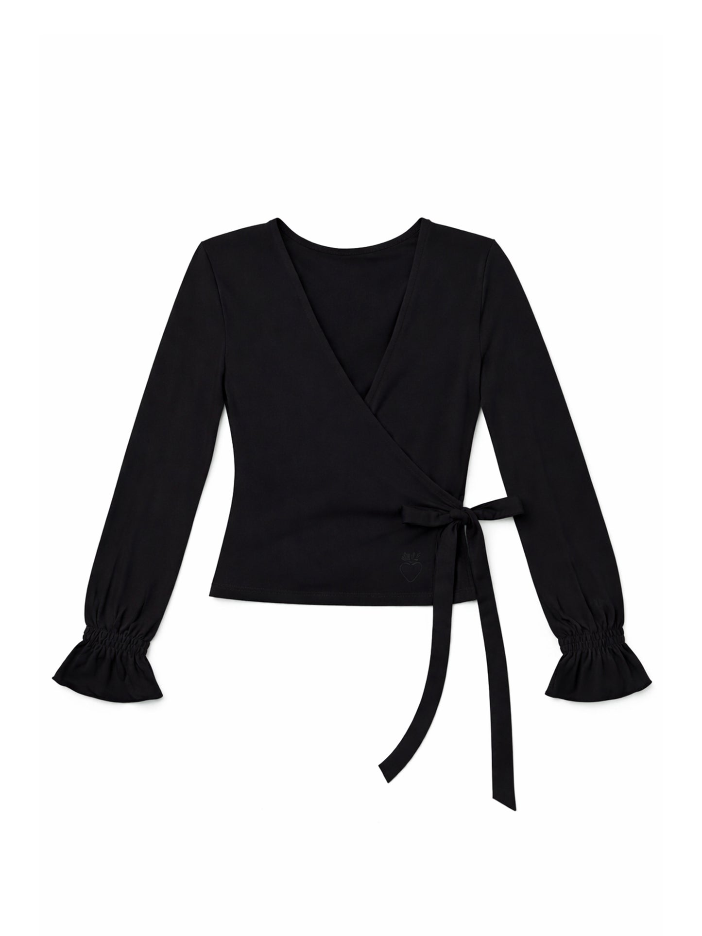 Modal Long-Sleeve Wrap top in black