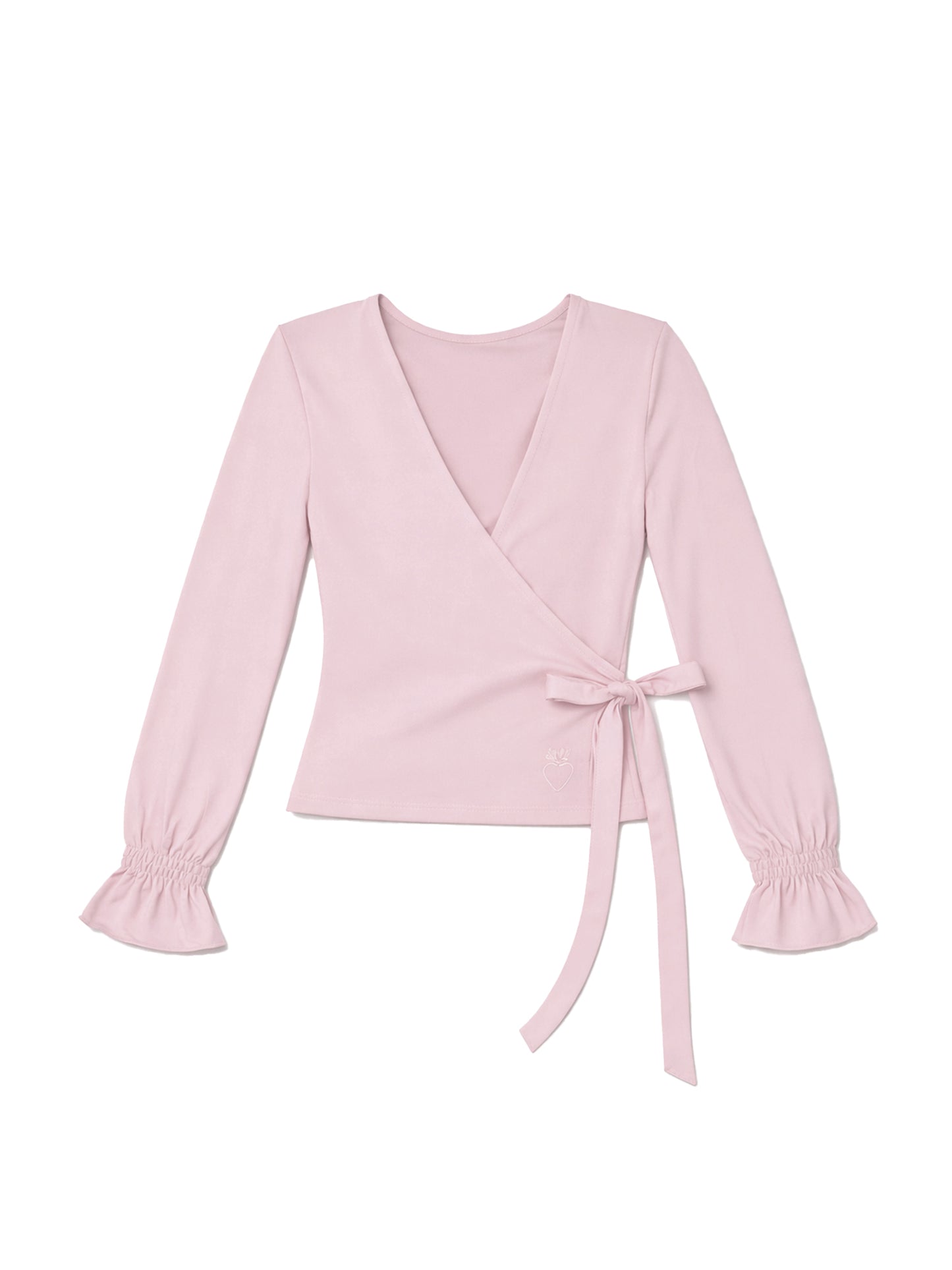 Modal Long-Sleeve Wrap top in pink vintage rose
