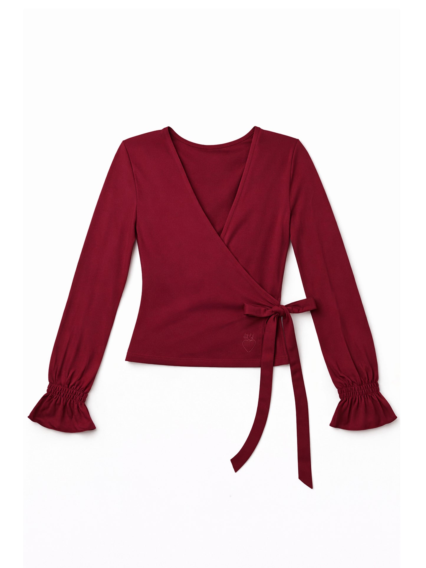 Modal Long-Sleeve Wrap top in berry