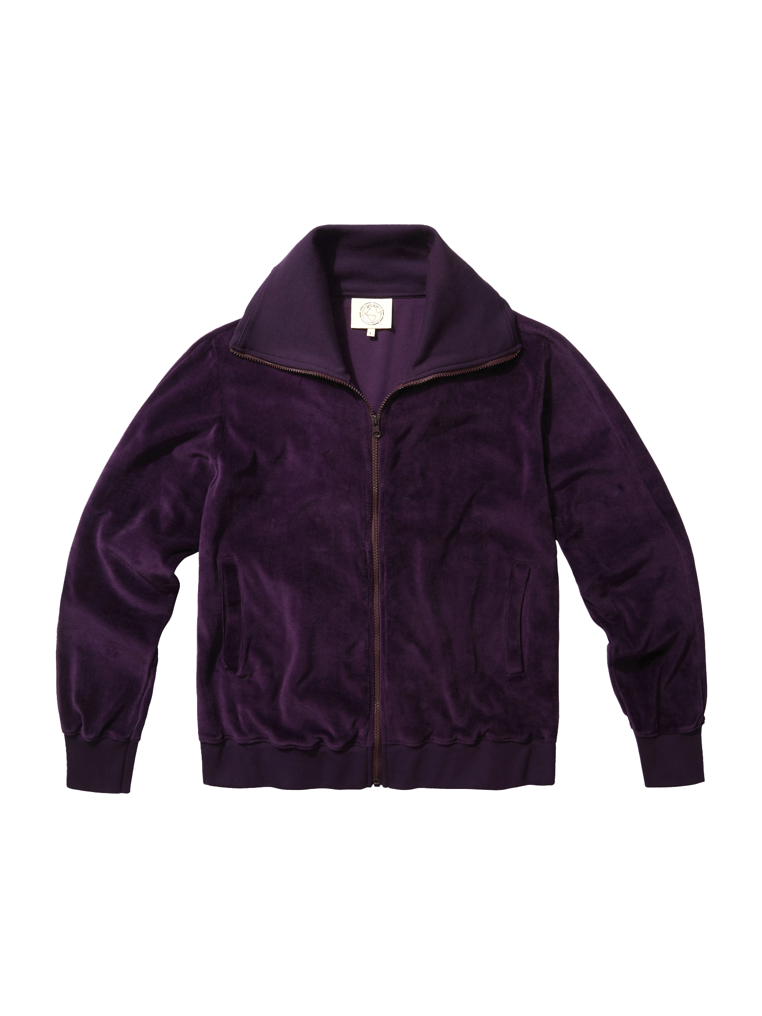 Organic Velour Zip Jumper in royal purple