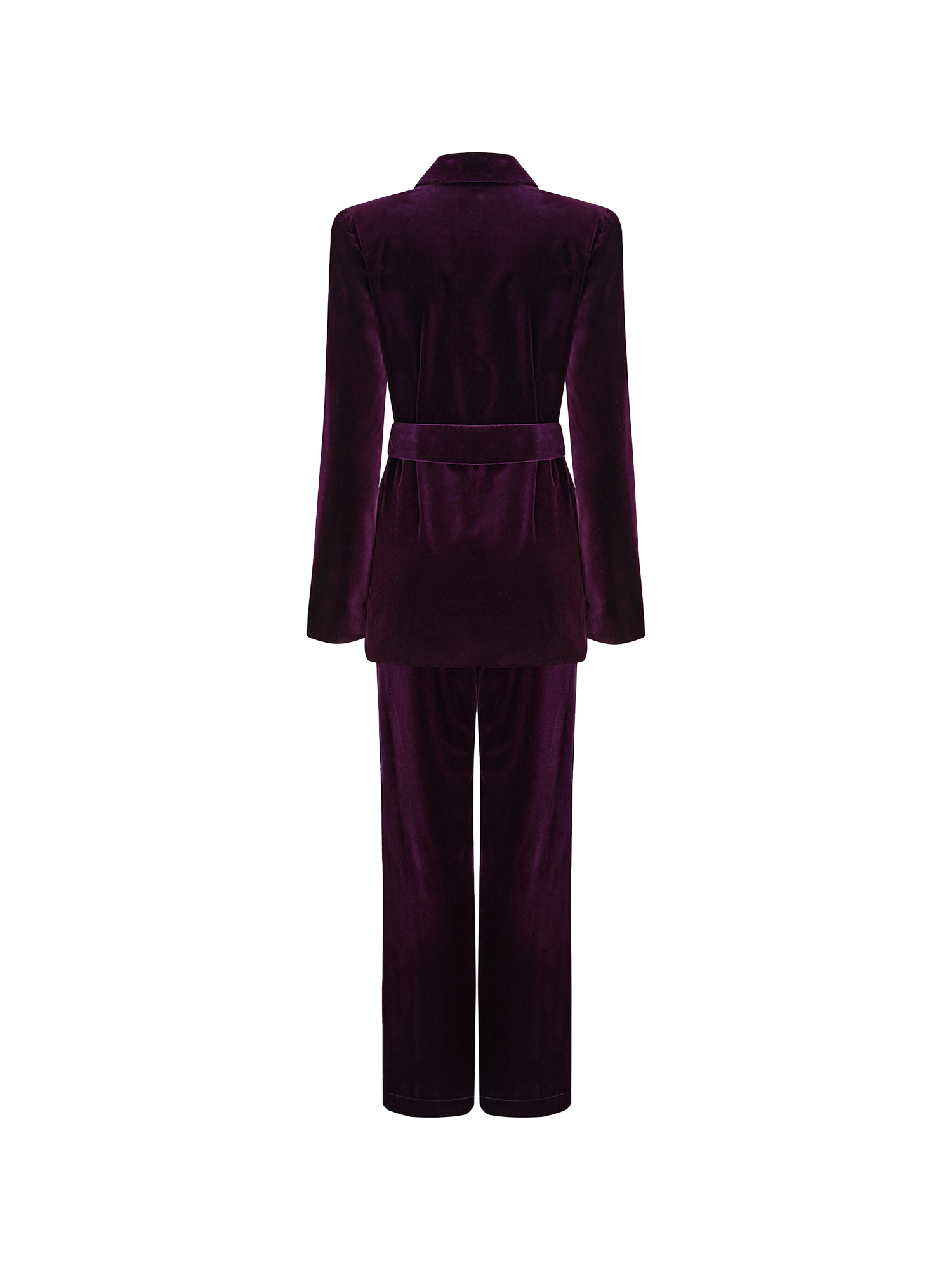 Cotton Velvet All-Day Suit in purple, back view