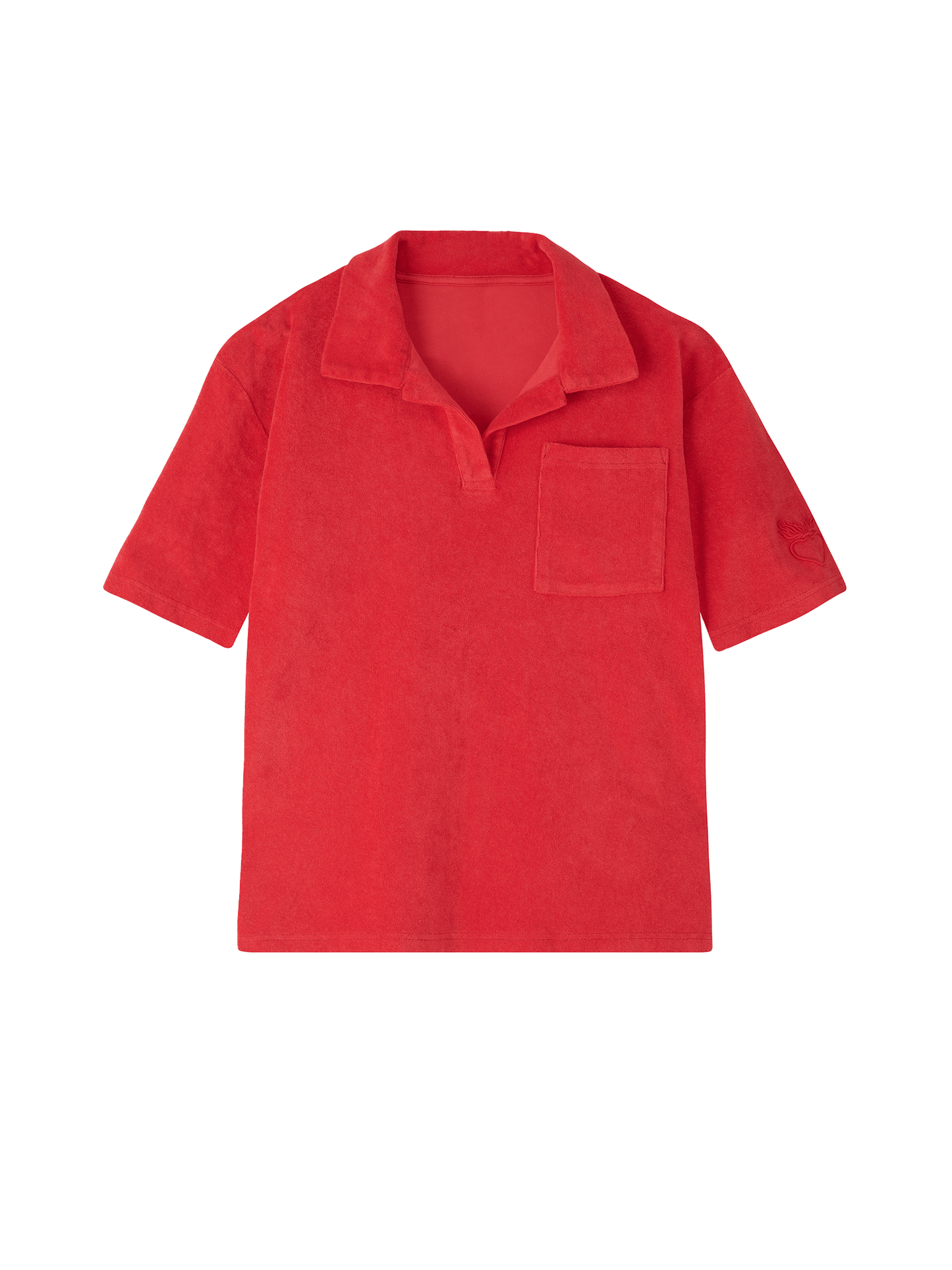 Organic Terry Polo in lucky red